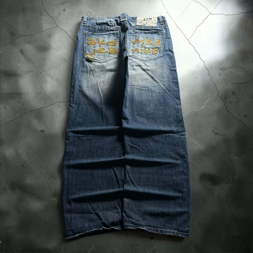 Akademiks Jeans Vintage Y2K Baggy Wide Leg Embroidered Denim